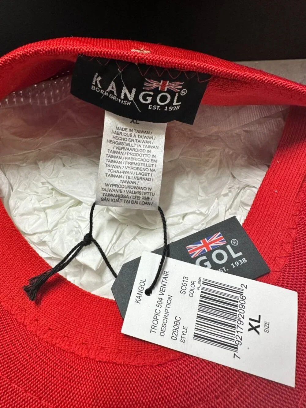 Kangol Hat Mens X-Large Red Tropic 504 Ventair Hip Hop Rap 80s 90s Streetwear